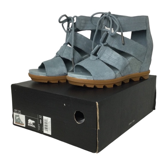 Sorel Shoes - Sorel Joanie II Lace Wedge Sandals Cinder Grey Sz 8